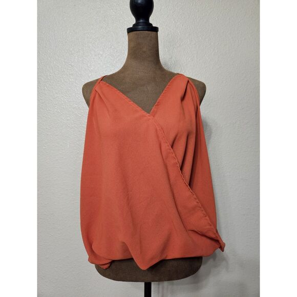 Unbranded Tops - Women’s Sleeveless Wrap Front Blouse – Rust Orange, Size Medium, Lightweight